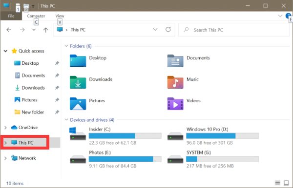 Windows 10 Storage