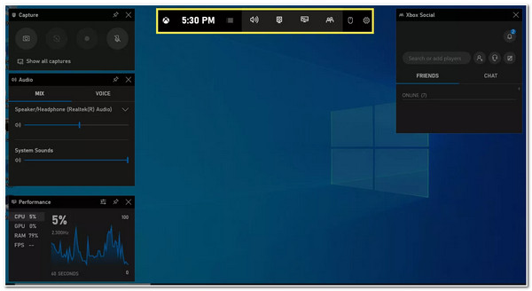 Windows Game Bar Interface