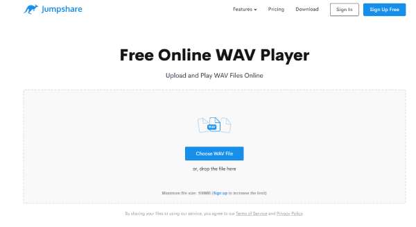 Reproductor de WAV en línea Jumpshare