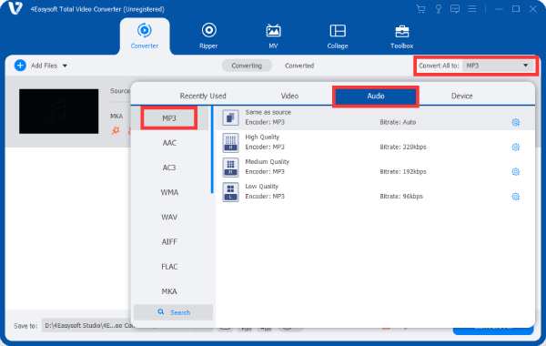 Set Mka Output Format Mp3 4easy