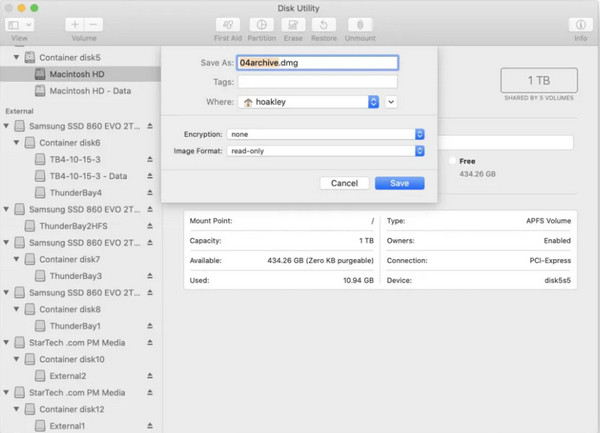 Disk Utility Save Disk Image