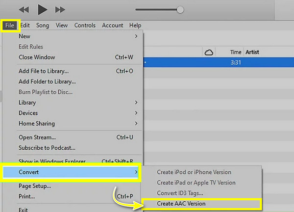 iTunes สร้างเวอร์ชัน AAC