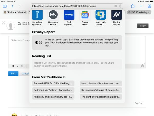 Ipad Safari History Sync