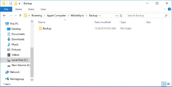 iPhone Backup Location Windows