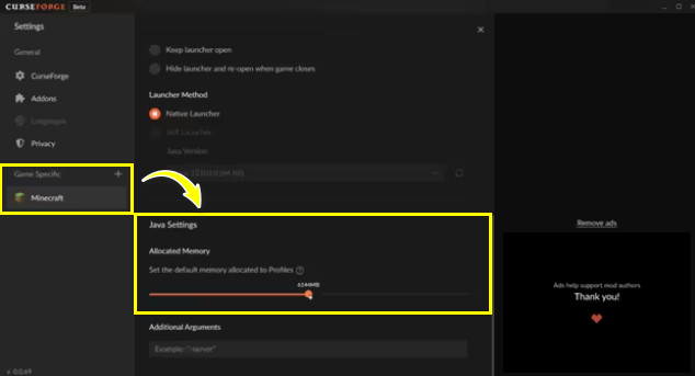 Curseforge Launcher Adjust Memory