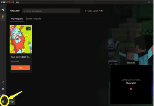 Curseforge Launcher Open Settings