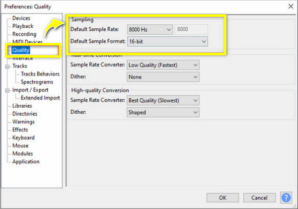 Audacity Set Sample Rate And Format