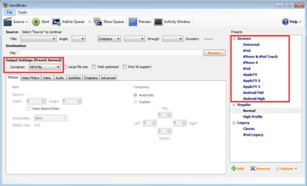 Handbrake Choose Apple Devices