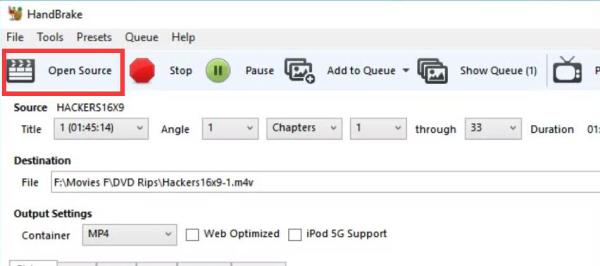 Handbrake Open DVD