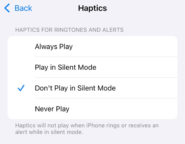 Haptics Setting