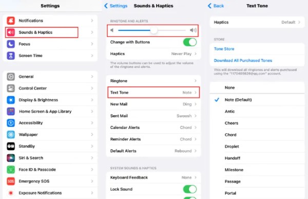 Text Tone Settings