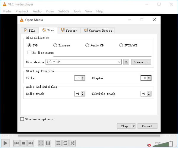 VLC Play DVD Method