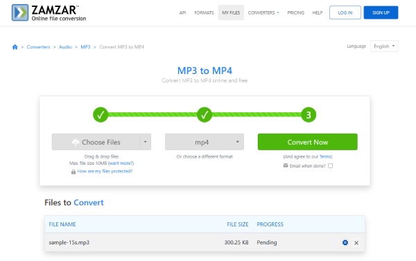 Zamzar Mp3 to Mp4