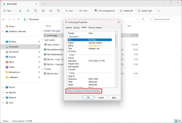 Remove Metadata Windows File Explorer